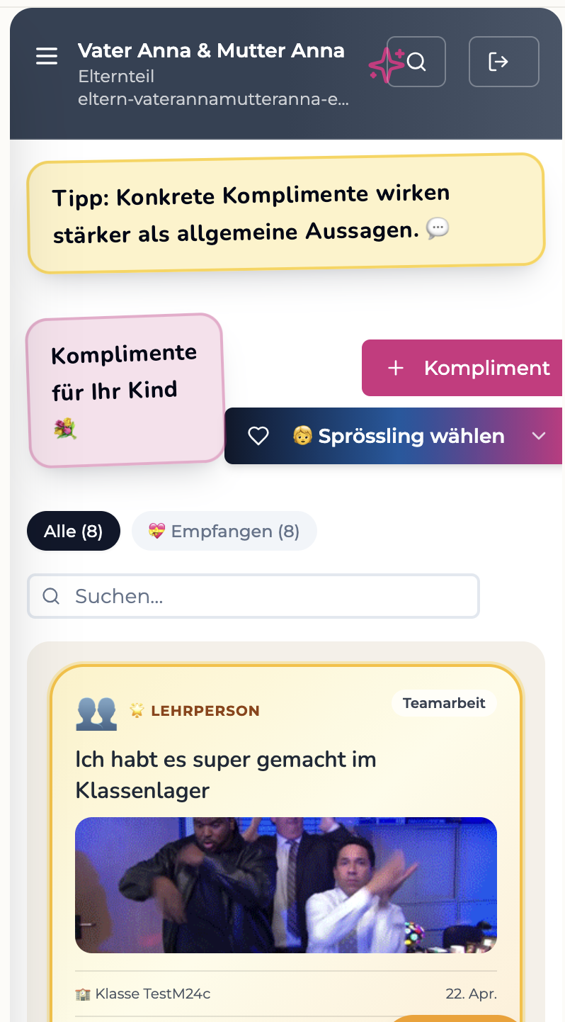 Komplimente lesen – und selbst welche schreiben.